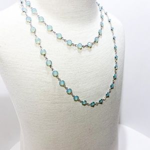 Touchstone Crystal Chanelle Necklace Light Blue with Necklace Converter